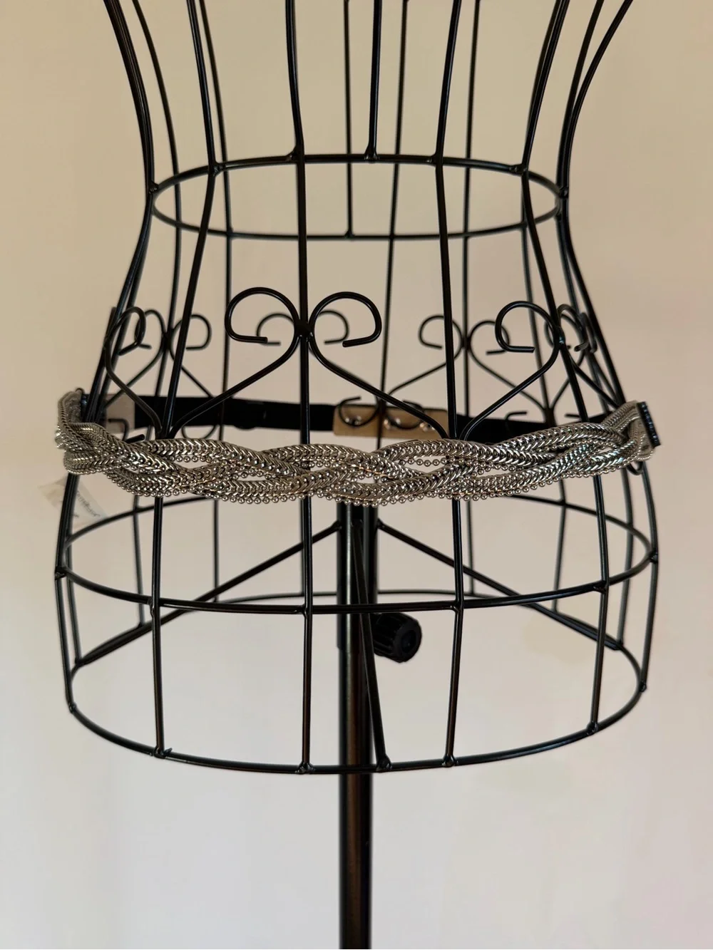 White House Black Market Silver Braided Chain Belt